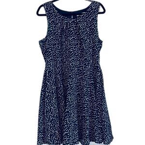 41 Hawthorn Sleeveless Navy Fit & Flare Swing Dress Navy with white polka dots